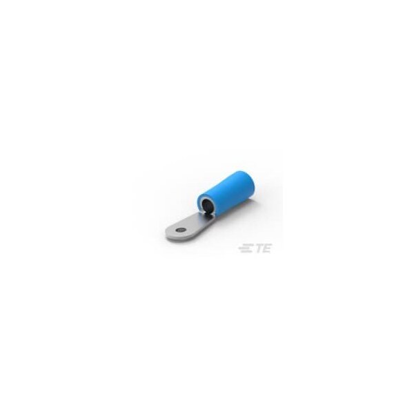 Te Connectivity Ring Terminal, #8 Stud Size, 6 AWG, 600 V, PVC Insulated, Blue 52042-2 - main